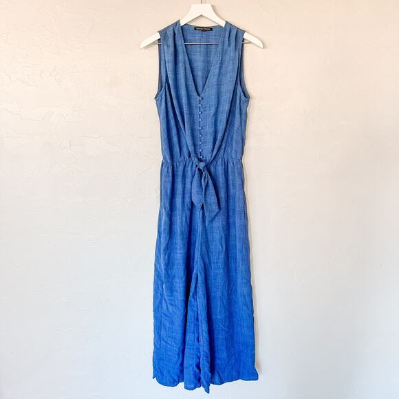 Boston Proper Blue Tie Front Jumpsuit Medium - Picture 7 of 7
